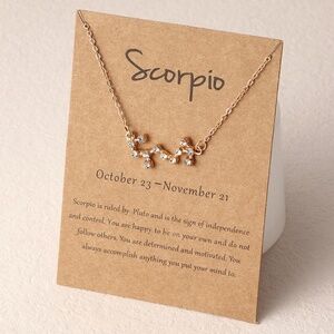 *SCORPIO* Gold x Rhinestone Constellation Pattern Shape Fashion Necklace